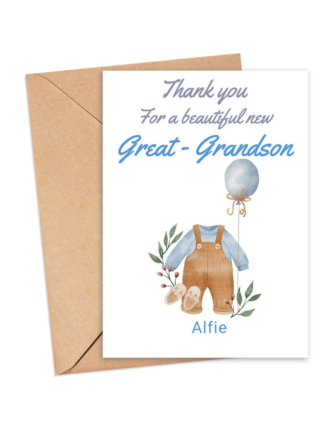 đź Grandson or Great Grandson âWelcome to the Worldâ Baby Clothes Card â Personalised Keepsake Gift