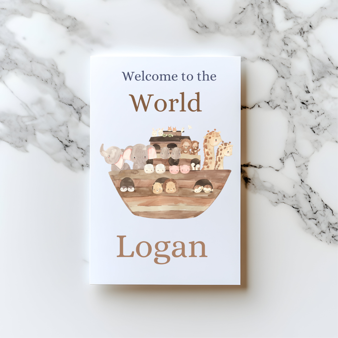 ๐ Noahโs Ark 1st Birthday Card โ Cute Animal Number One Card (A5)