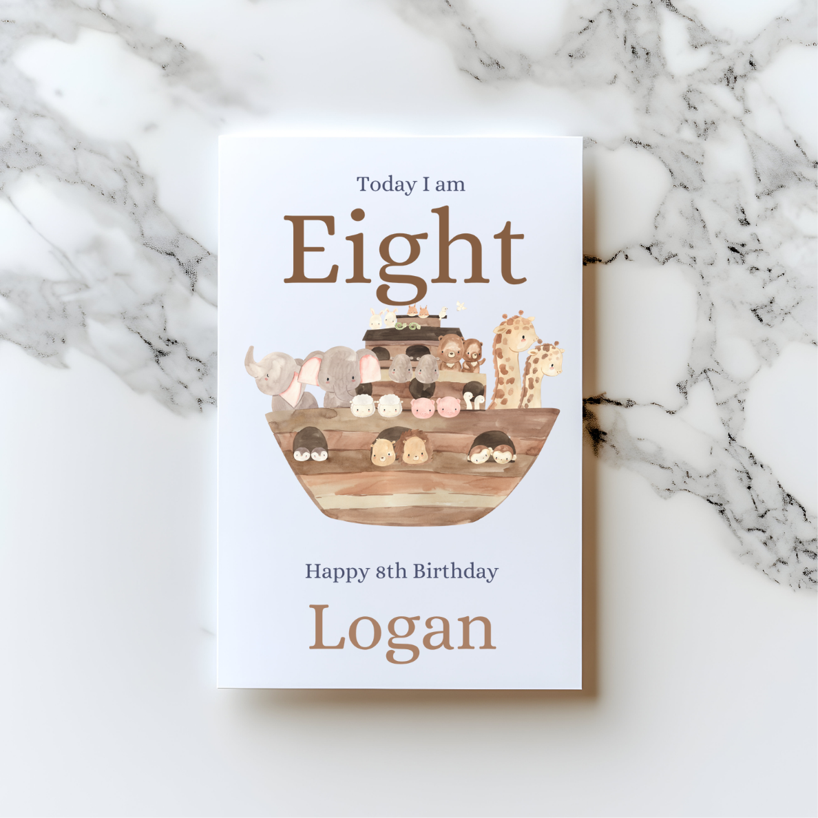 🌈 Noah’s Ark 1st Birthday Card – Cute Animal Number One Card (A5)