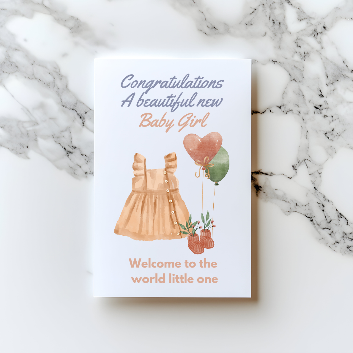 Great Granddaughter New Baby Girl Card – Adorable Keepsake with Cute Clothes Design