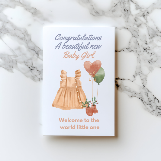 Great Granddaughter New Baby Girl Card – Adorable Keepsake with Cute Clothes Design