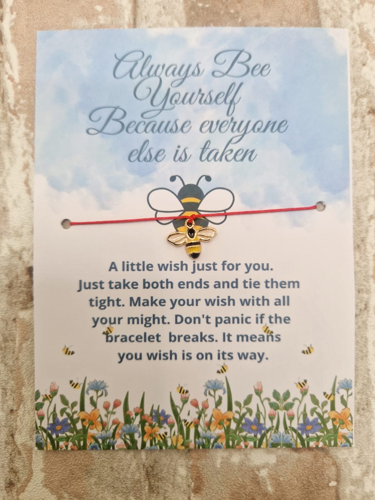 Bee Wish String Bracelet – “Always Bee Yourself” Inspirational Gift