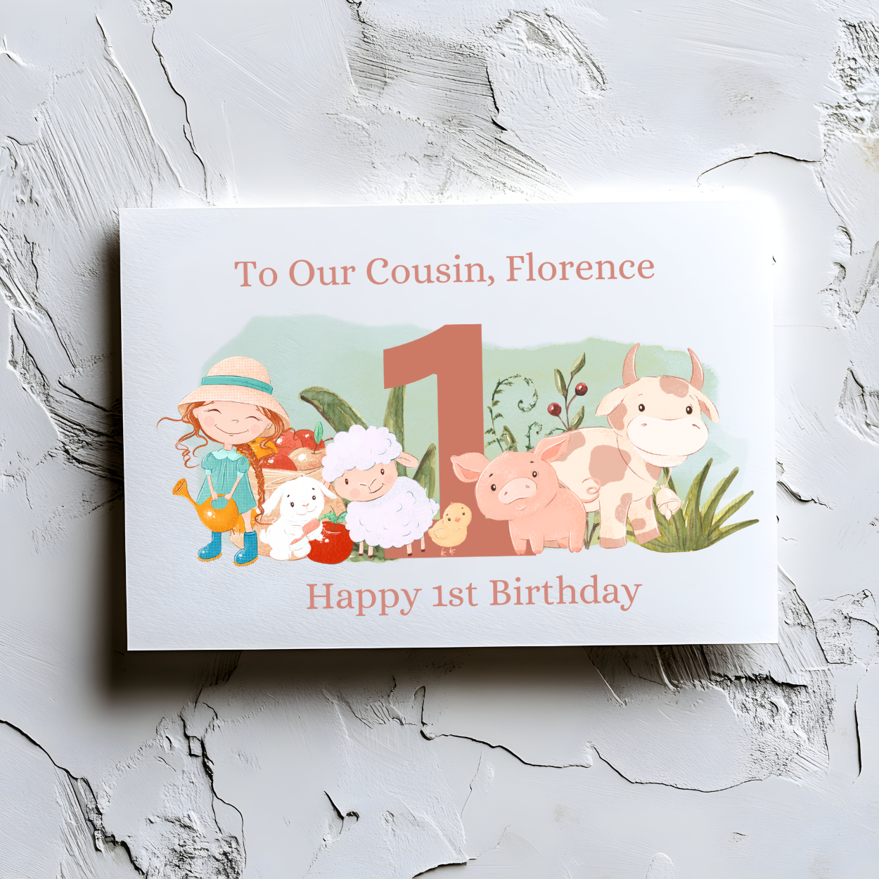 🐮 Personalised Farm Animals 1st Birthday Card – Cute, Custom & Full of Country Charm