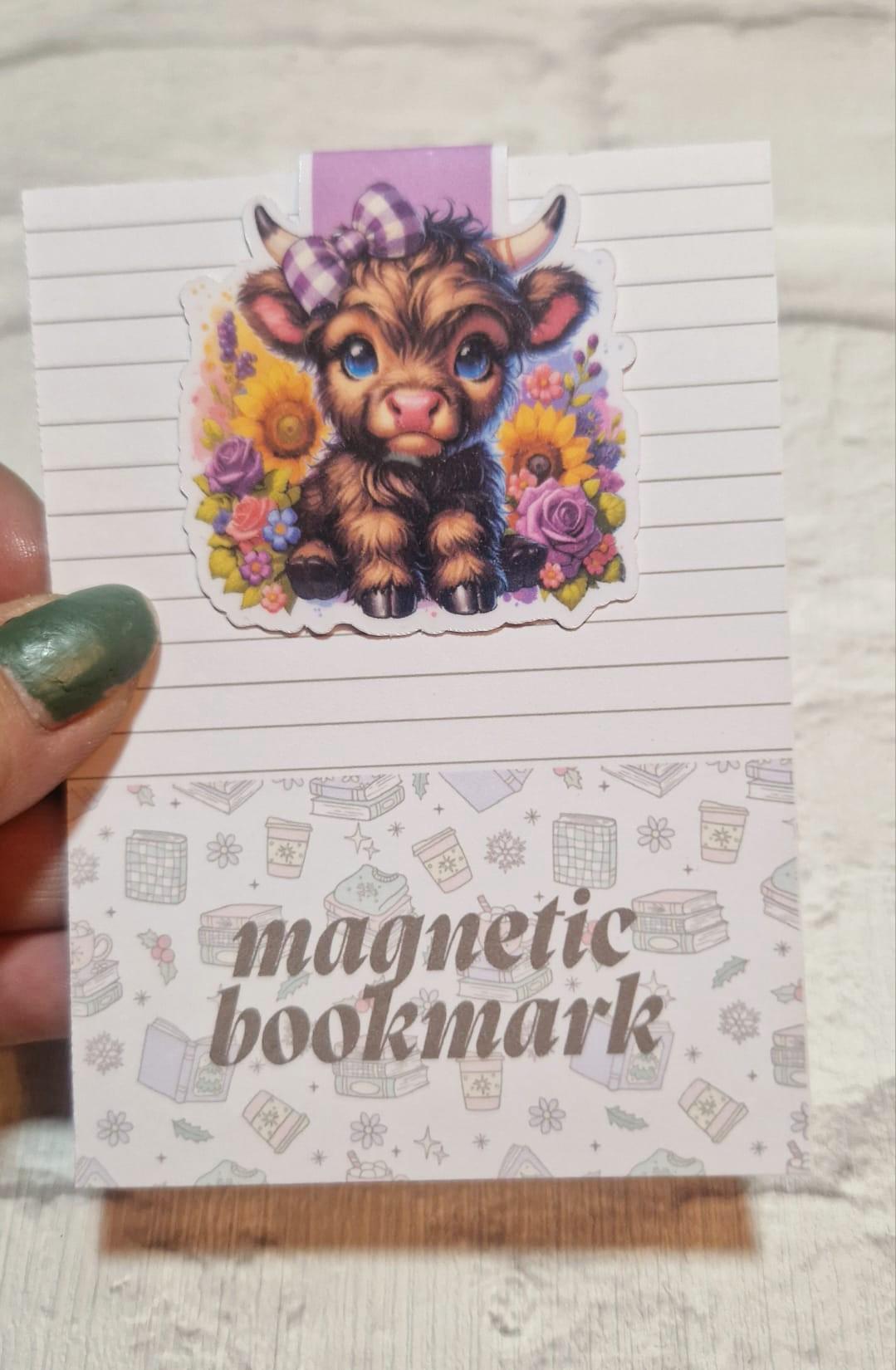 🐮 Pretty Highland Cow Magnetic Bookmark – Rustic Charm for Every Book Lover
