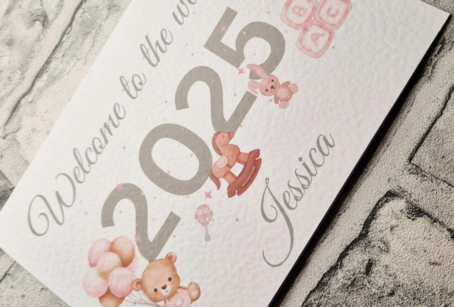 🌸 Granddaughter, Great Granddaughter “Welcome to the World” Personalised Card 🌸