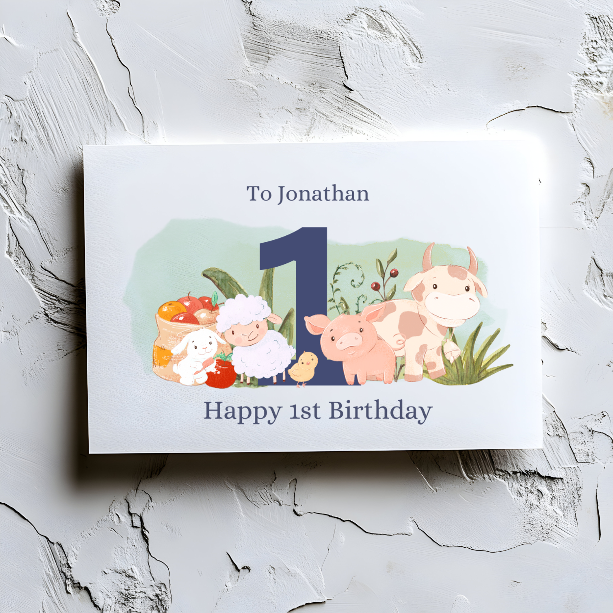 🐮 Personalised Farm Animals 1st Birthday Card – Cute, Custom & Full of Country Charm