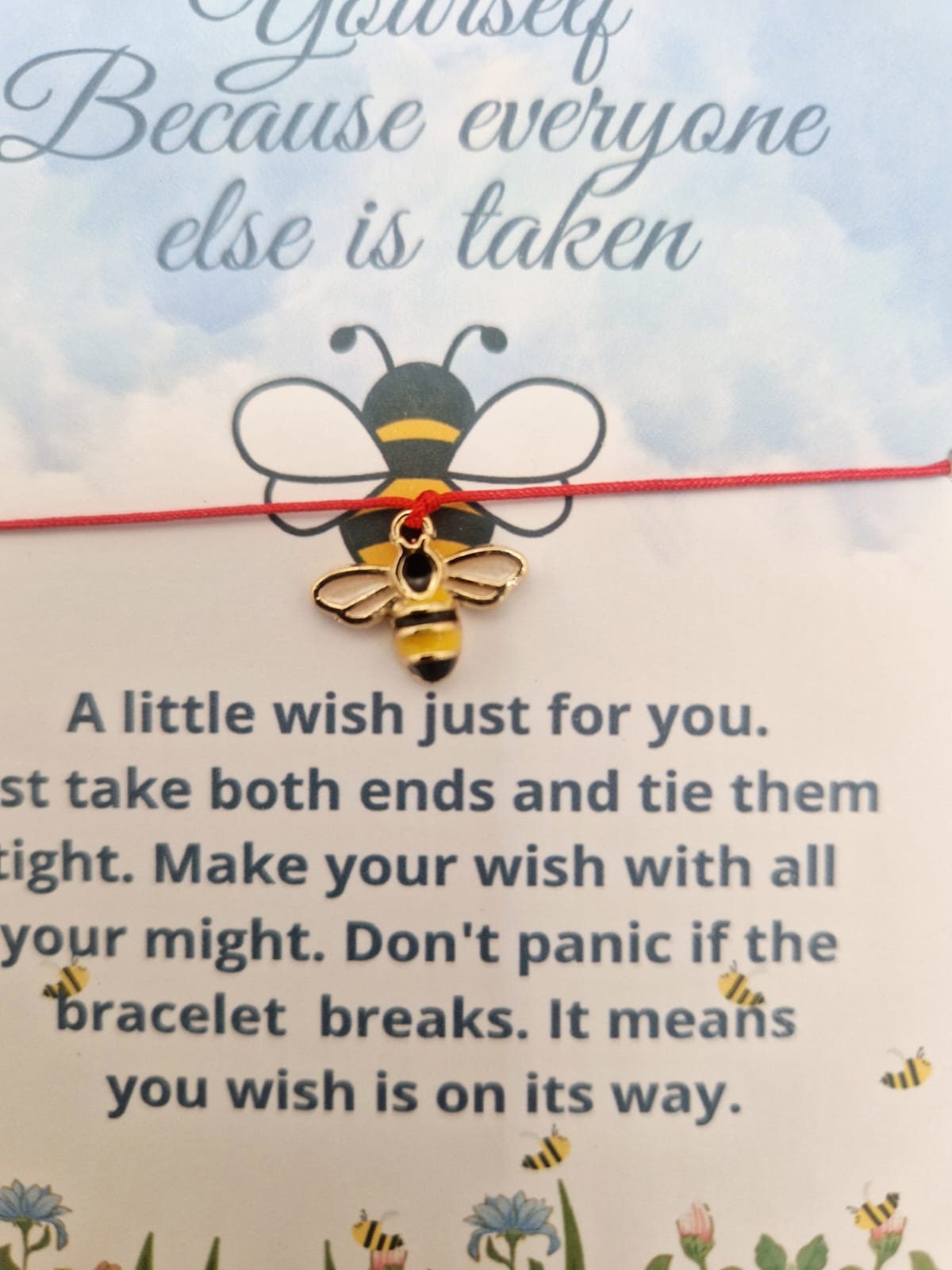 Bee Wish String Bracelet – “Always Bee Yourself” Inspirational Gift