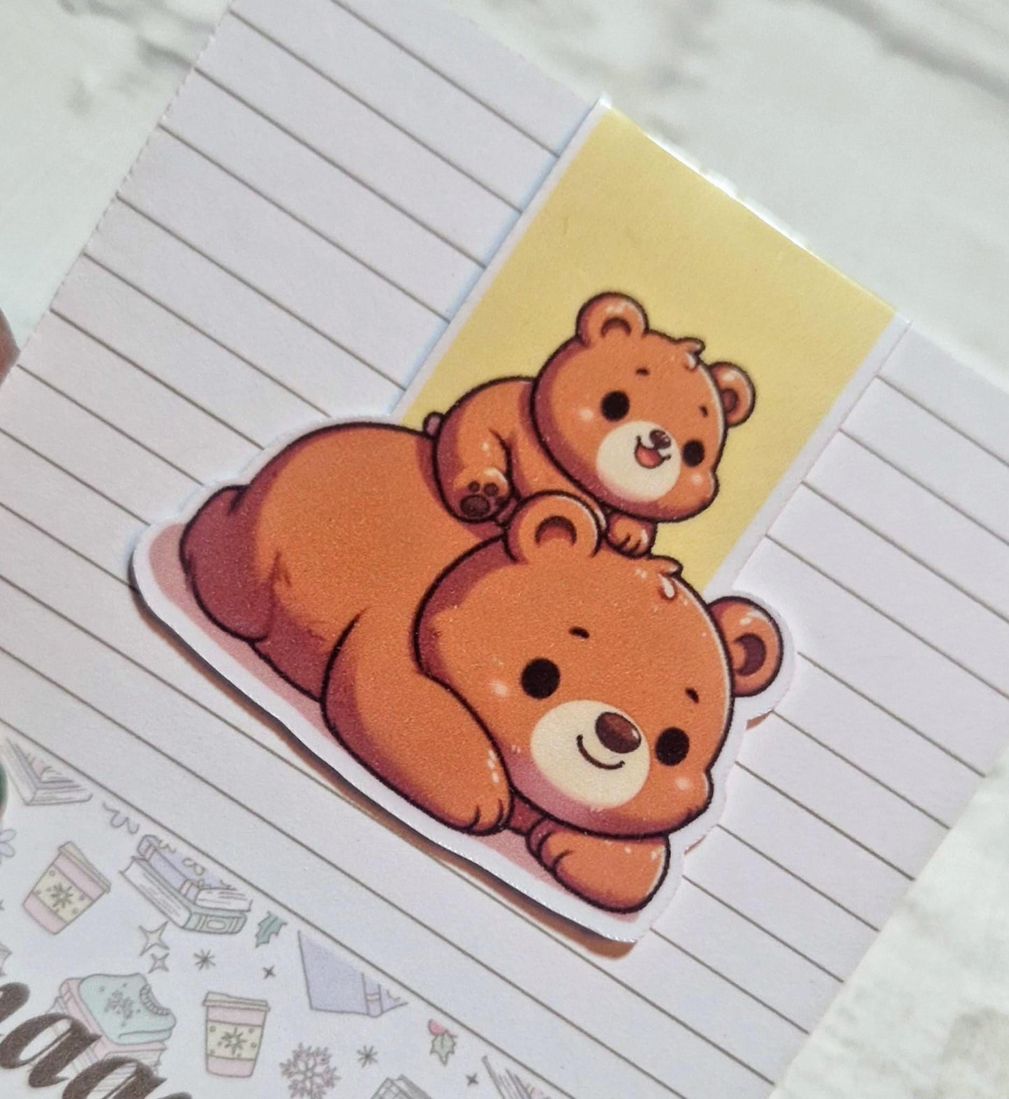 Playful Mum and Baby Bear Magnetic Bookmark – Cute Gift for Book Lovers