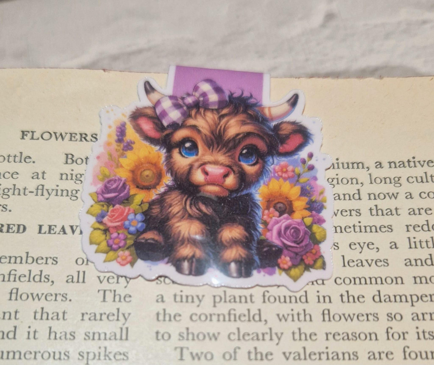 🐮 Pretty Highland Cow Magnetic Bookmark – Rustic Charm for Every Book Lover