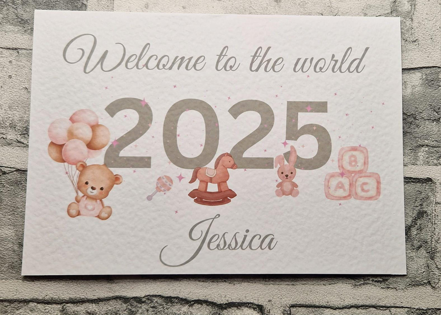 🌸 Granddaughter, Great Granddaughter “Welcome to the World” Personalised Card 🌸
