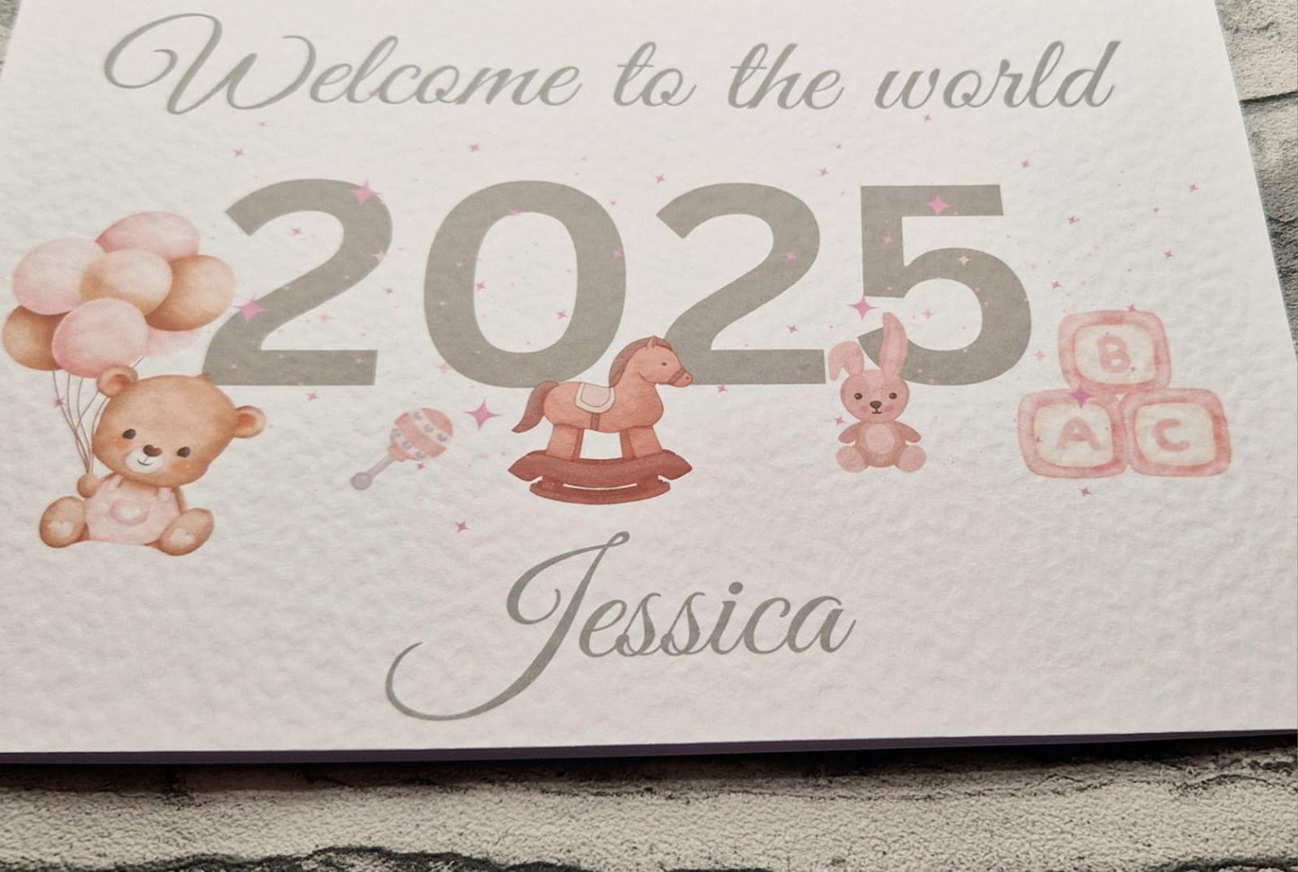 🌸 Granddaughter, Great Granddaughter “Welcome to the World” Personalised Card 🌸