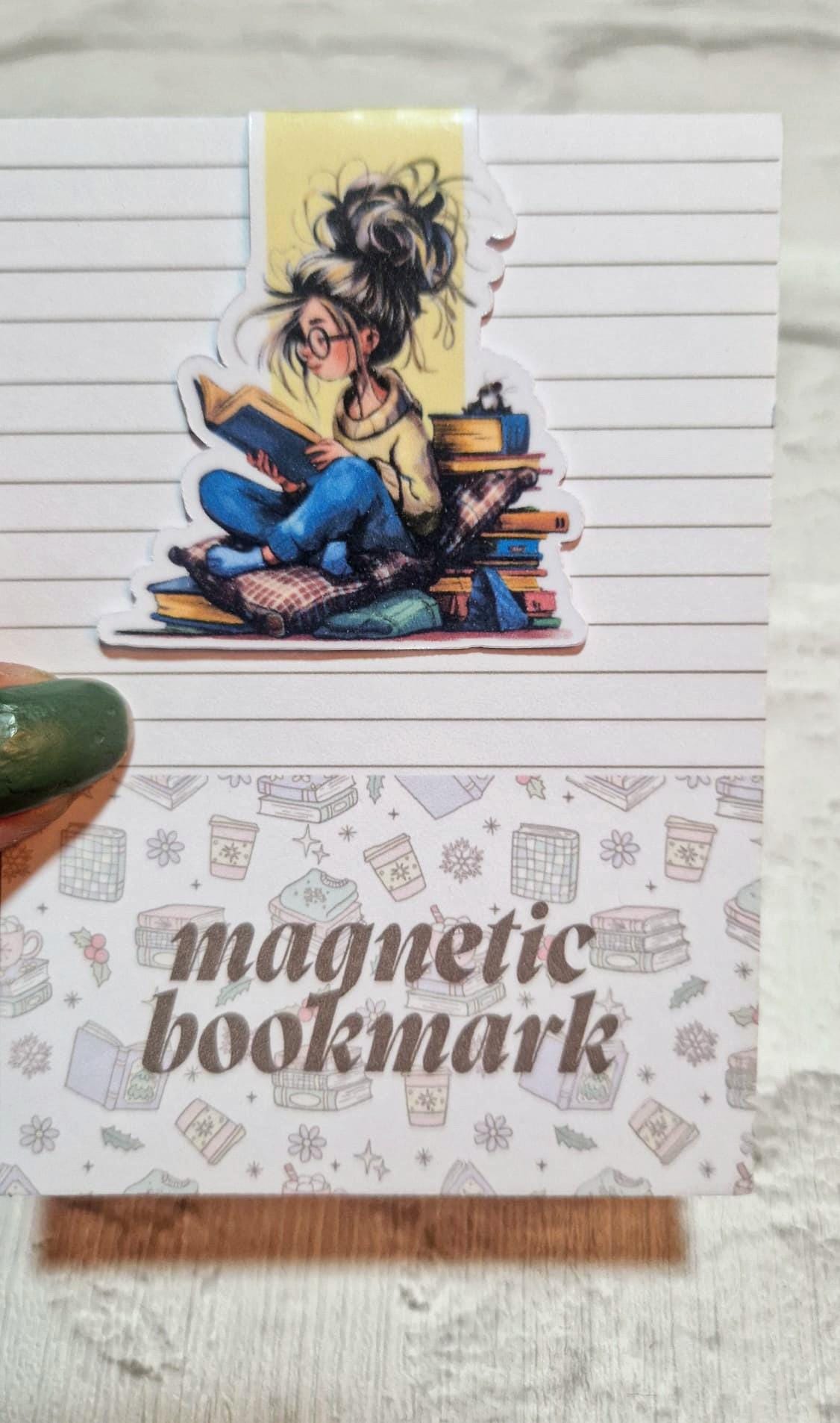 📖 Messy Hair Book Reader Magnetic Bookmark – Funny & Relatable Gift for Bookworms